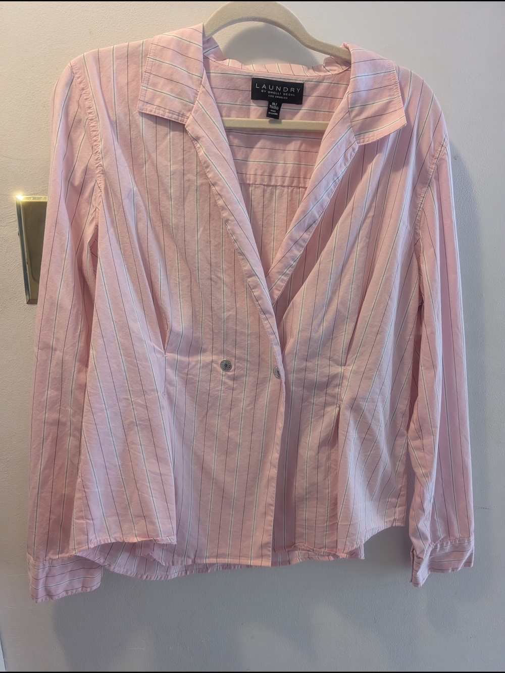 Laundry by Shelli Segal Pink Striped Button-Front Women’s Top